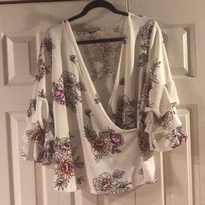 Floral wrap blouse